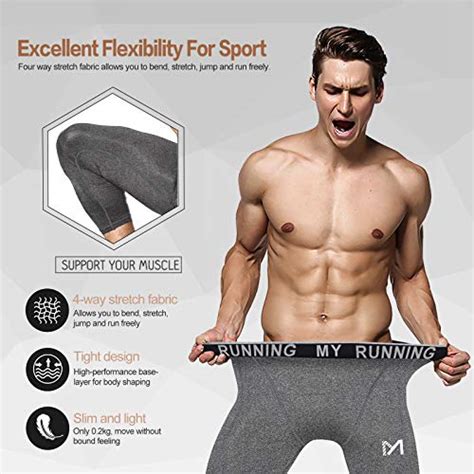 Meetyoo Mens 3 4 Compression Pants Leggings Tights Cool Dry Sport