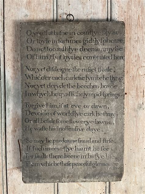 Early C19th Painted Poem On Oak Board Nook Antiques