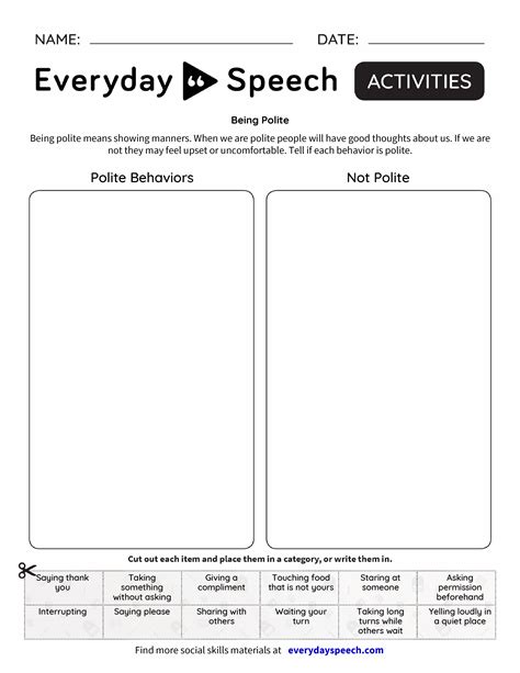 Polite Words Worksheet For Grade 1