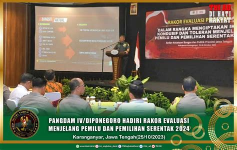 Pangdam Iv Diponegoro Hadiri Rakor Evaluasi Menjelang Pemilu Dan