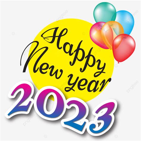 Happy New Year Balloon Yellow Text Style Png And Vector With