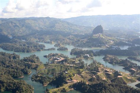 Aerial View of the Lagoon of Guatape and El Penol Rock. Antioquia ...