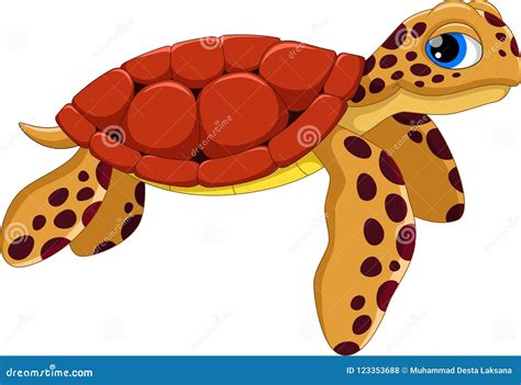 Cute Sea Turtle Cartoon Funny And Adorable Stock Illustration