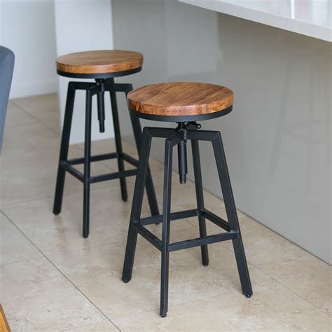 2x Metal Bar Stool NYX Kitchen Chair Swivel Adjustable Stools BLACK ...