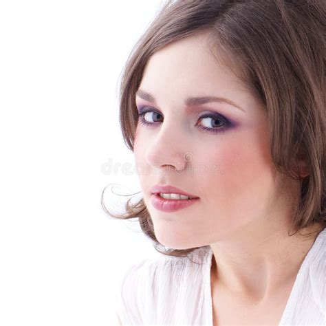 Ritratto Di Giovane Donna Del Caucasian Del Brunette Fotografia Stock