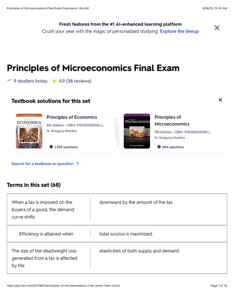 Principles Of Microeconomics Final Exam Flashcards Quizlet ECON201