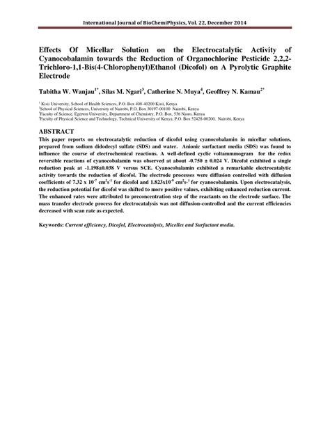 Pdf Effects Of Micellar Solution On The Electrocatalytic Activity Of