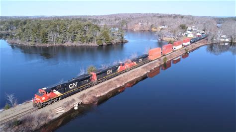 Awesome Aerial K View Location Long Stack Train Cn Passing