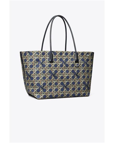 Tory Burch Canvas Basketweave Tote In Blue Lyst