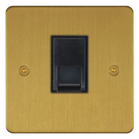 Focus Sb Horizon Hsb251b 1 Gang Slave Telephone Socket In Satin Brass With Black Inserts Ukes