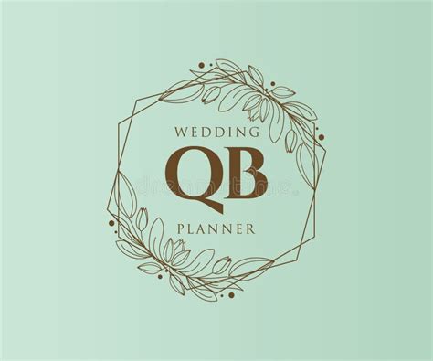 Qb Initials Letter Wedding Monogram Logos Collection Hand Drawn Modern