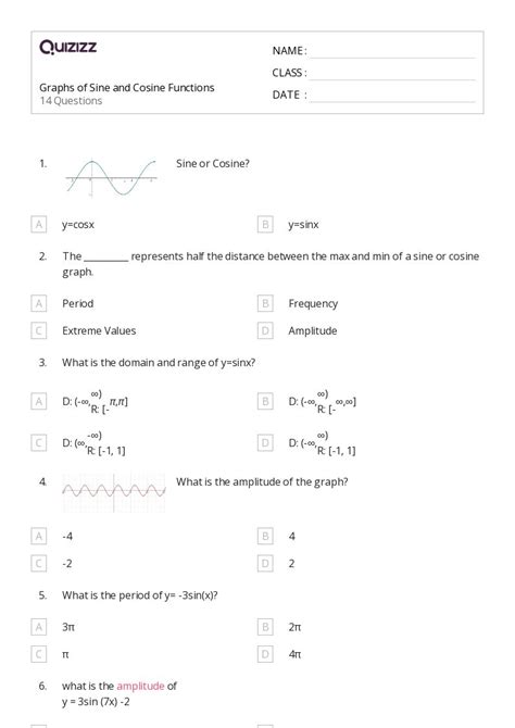 50 Graph Sine Functions Worksheets On Quizizz Free And Printable