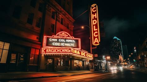 Premium AI Image | Cinematic Capture of an Iconic Glowing Comedy Club Sign