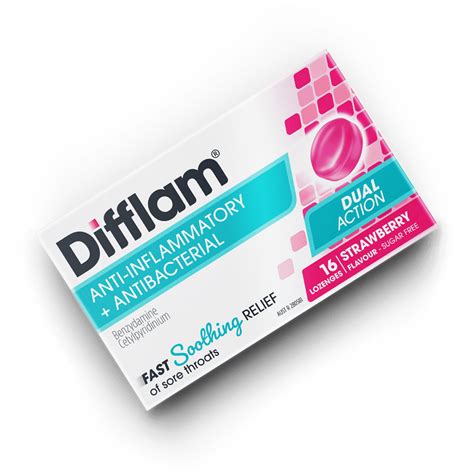 Difflam Strawberry Sore Throat Benzydamine Lozenges Difflam