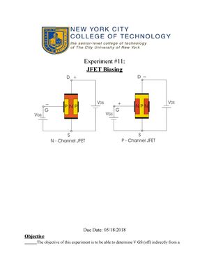 Emt Experiment Jfet Characteristics Experiment Jfet