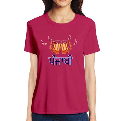 Buy Dobbo Womens Punjabi Text Cotton Printed Round Neck Half Sleeves