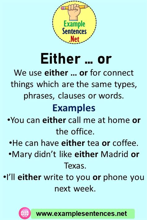 Either ...or in a Sentence, Expressions and Example Sentences - Example Sente… | English ...