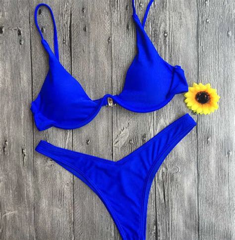 Sexy Low Cut Micro Bikini Set Sommer Sling Mit Gepolsterten Bügeln