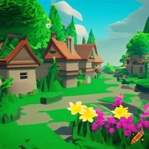 Roblox Village In Springtime With Flowers On Craiyon