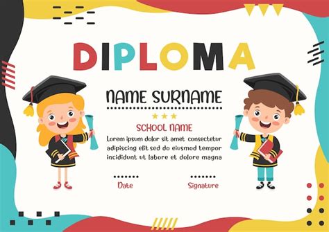 Certificado De Diploma Para Ni Os En Edad Preescolar Y Primaria