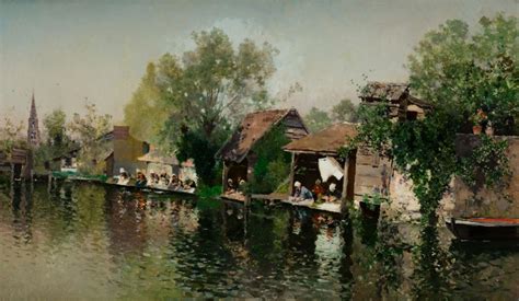 Sold Price: MARTÍN RICO Y ORTEGA Madrid (1833) / Venice (1908) "Laundresses in Cloyes. Loir ...