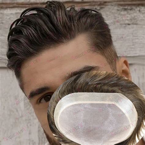 Men S 100 Human Hair Units Capillary Prosthesis Replacement System Toupee Breathable Mono Lace