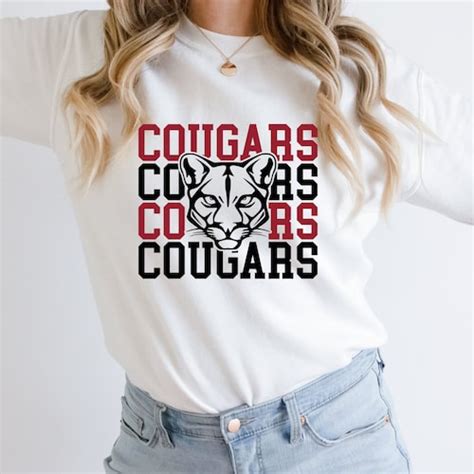 Cougars Mascot Svg Png Cougars Stacked School Spirit Svg Etsy