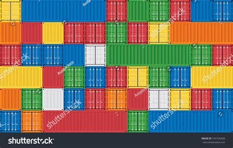 Vector Colorful Cargo Shipping Containers Freight Stock Vector Royalty Free 574720438