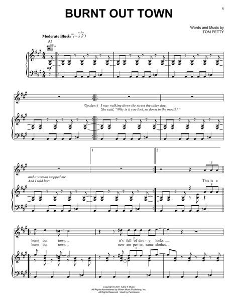 Burnt Out Town Sheet Music By Tom Petty The Heartbreakers Piano