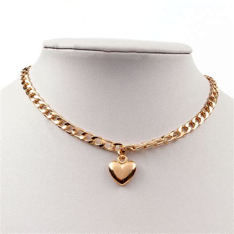 Trendy Women Punk Choker Cute Heart Lock Pendant Chain Necklace Jewelry