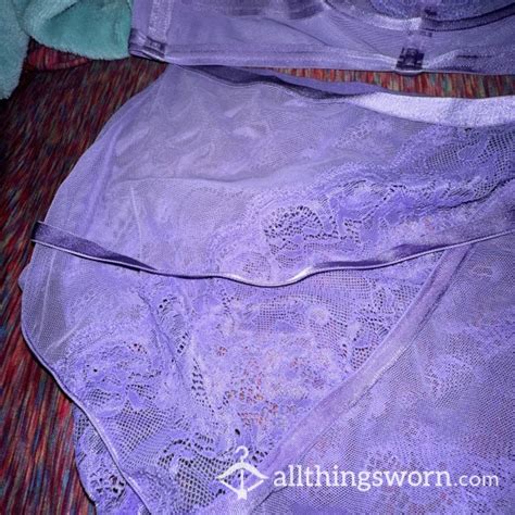 NEVER WORNGORGEOUS LILAC MESH LACE LINGERIE SET