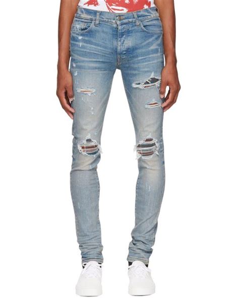 Amiri Blue Flannel Mx1 Jeans For Men Lyst