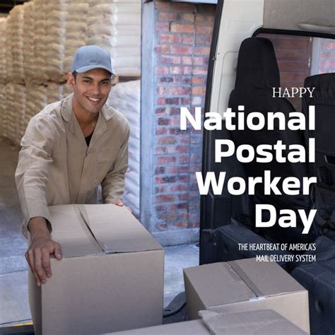 Smiling Delivery Man Loading Boxes From Van For National Postal Worker