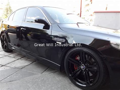 High Gloss Black Vinyl Wrap Film With 3 Layers Black Gloss Vinyl Car ...