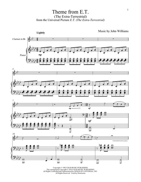 Theme From Et The Extra Terrestrial By John Williams Sheet Music