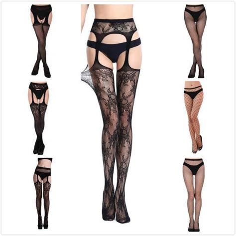 Buy Sexy Womens Lingerie Net Lace Top Garter Belt Thigh Stocking