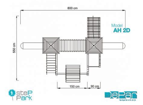 ah 2d ahşap gondol çocuk alanı dwg plan çizimi StepPark