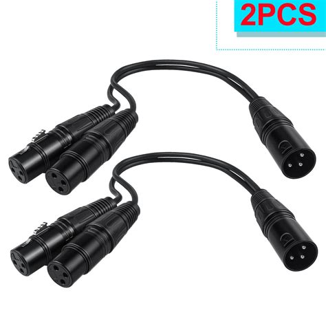 Pcs Black Pin Xlr Male Plug To Dual Female Splitter Mic Dj Cable