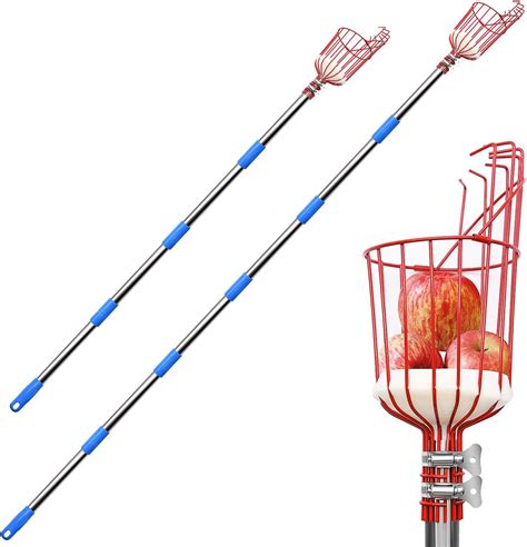 2 Pack Fruit Picker Tool 8ft And 13ft Fruit Picker Pole