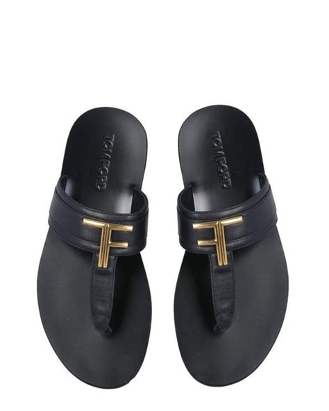 Tom Ford Leather Thong Sandals In Black For Men Lyst