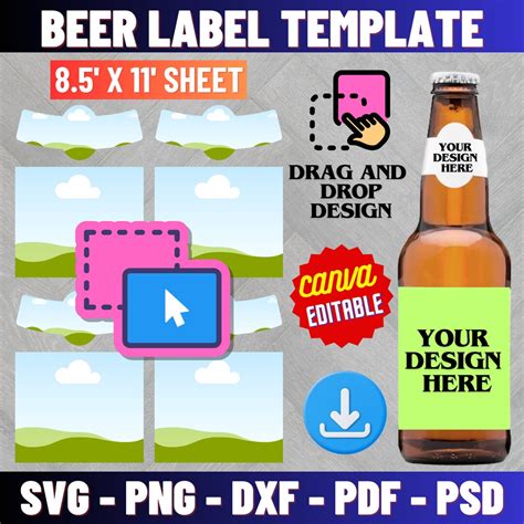 Beer Label Template Beer Label Svg Bottle Beer Neck Label Template