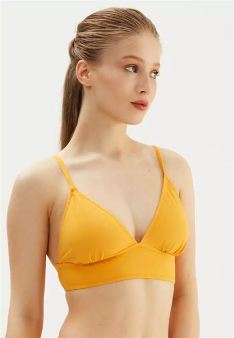 Buy Eros Mustard Bikini Top Thin Straps Swimwear For Women Online