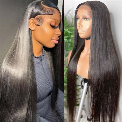 Hurela 5x5 Transparent HD Lace Closure Straight Wig 150 Density