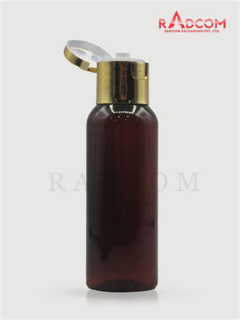 Ml Boston Amber Pet Bottle With Shinny Gold Flip Top