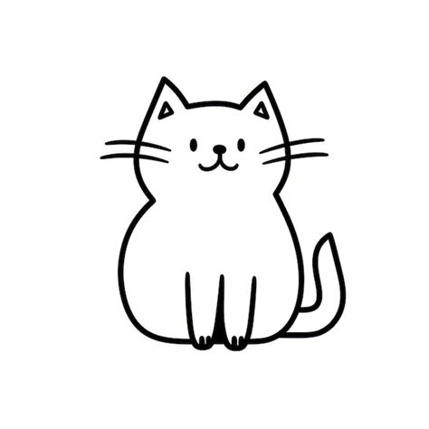 Premium AI Image | Simple Children's Drawing Of A Cute Cat On A White ...