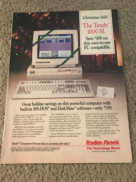 Vintage Tandy Sl Home Computer Pc Print Ad Radio Shack S