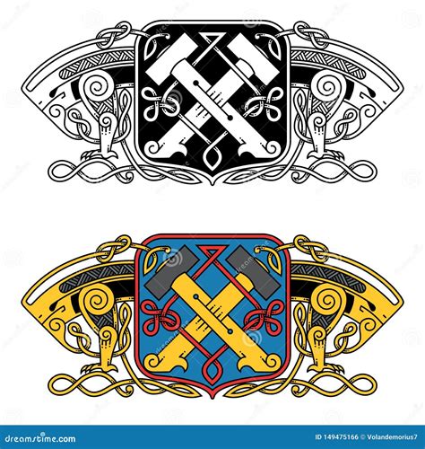 Heraldic In Celtic Style With A Dragon Stock Vector Illustration Of