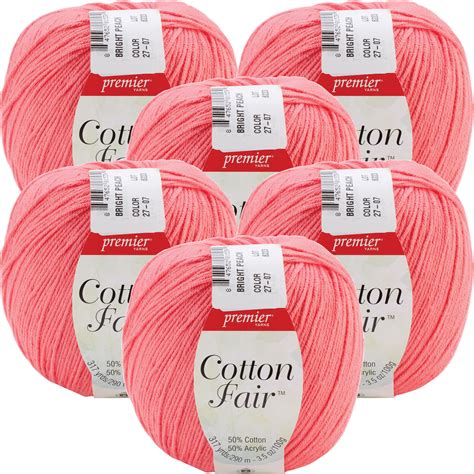 Premier Yarns Cotton Fair Solid Yarn Bright Peach Multipack Of 6