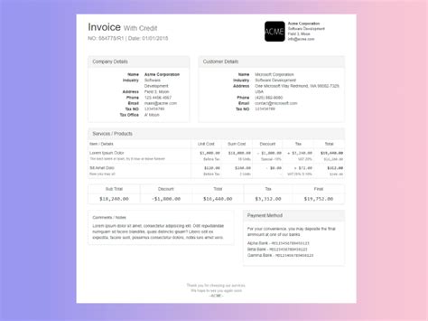 Simple Invoice Template Html Css — Codehim