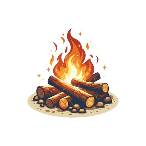 Premium Vector Wooden Campfire Flame Burning Firewood Bonfire Hot